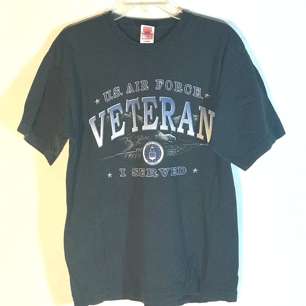 US Air Force Veteran Short Sleeve Black Tee T Shirt